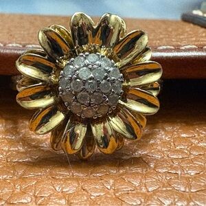 Sunflower ring Gold and Silver Flower Ring